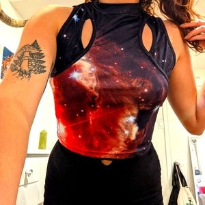 Galaxy halter crop top